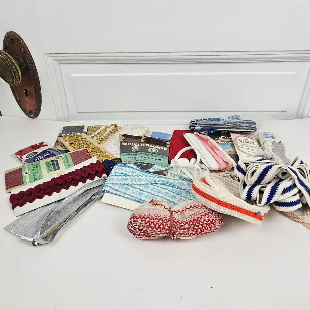 VTG lot ric rac bias tapes ribbons piping sewing trims costumes